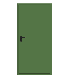 Металлическая (техническая) дверь одностворчатая глухая. RAL6010