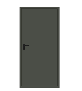 Металлическая (техническая) дверь одностворчатая глухая. RAL6015